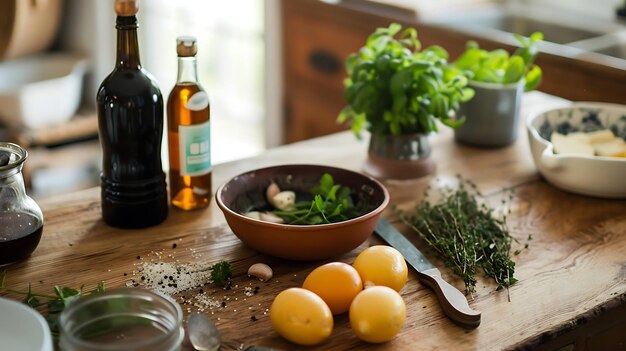 Składniki na blacie kuchennym