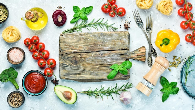 Deska z kolorowymi składnikami